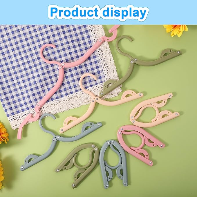 20 Pcs Travel Hangers Foldable Hangers, Portable Folding Clothes Hanger, Lightweight Folding Hanger Travel Accessories for Home School, 4 Colors with Clothesline