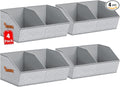 Closet Organizers and Storage Bins - 4 Pack Collapsible Divided Trapezoidal Cube Storage Bins Baskets with Orange Handle for Organizing Clothes Blankets, Toys, Books, Towels(Ant Gray)