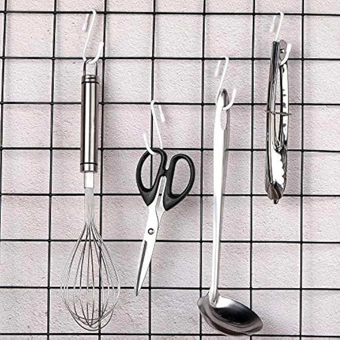 Hotop 36 Pcs White S Hooks for Hanging 2.4 Inch Heavy Duty S Shaped Hook Rack Metal Non Slip Hanger for Christmas Tree Stocking Kitchen Pot Utensils Closet Wire Bathroom Bedroom Pan Bag Towel Plant