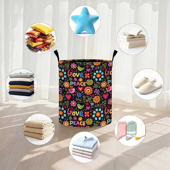 70s Laundry Basket Storage Bin Foldable Laundry Hamper Clothes Storage Bucket Organizer 19.6x15.7 Inch For Laundry Room/Bedroom/Bathroom