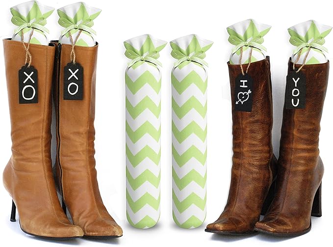 Boot Shaper Stands for Closet Organization - Keeps Them Shaped Properly - Many Patterns to Choose from - 1 Pair (Lime Green Chevron)