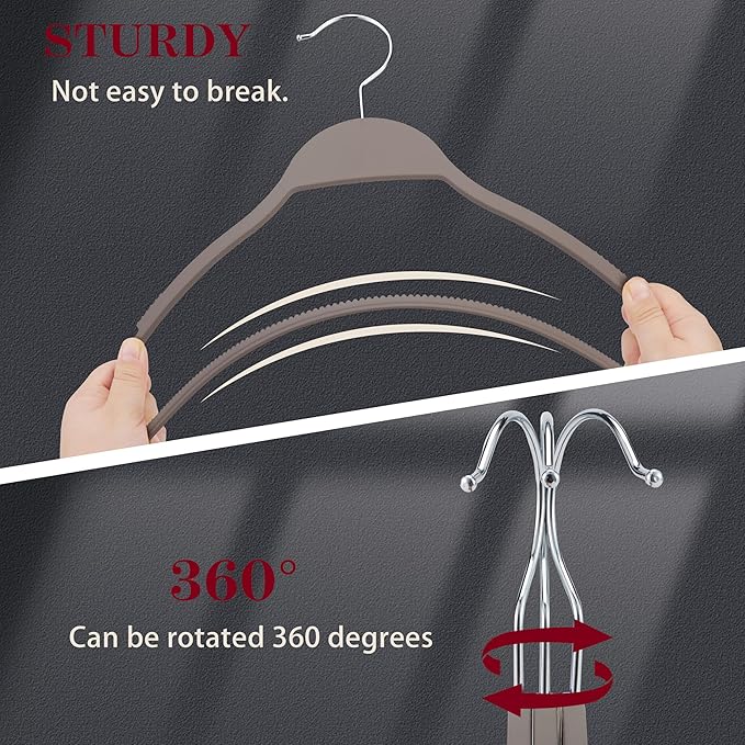 ELONG HOME Grey Plastic Thin Hangers, 28 Pack Upgraded Rubberized Non Slip, Durable Slim Clothing Hangers, 17.7 Inches Wide for Adults