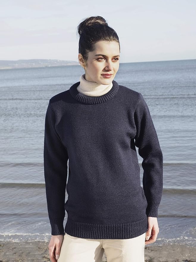 Aran Crafts Plain Crew Neck Sweater (100% Wool)