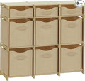 9 Cube Storage Organizer With Bins Included - Closet Storage With 9 Storage Bins - Easy To Assemble Storage Unit With Drawers - Closet Organization For Clothes, Bedroom, Nursery, & Toys (Beige)