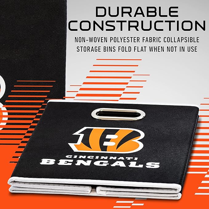 Franklin Sports NFL Storage Bins - Collapsible Cube Container + Basket - NFL Office, Bedroom + Living Room - 11"x11"