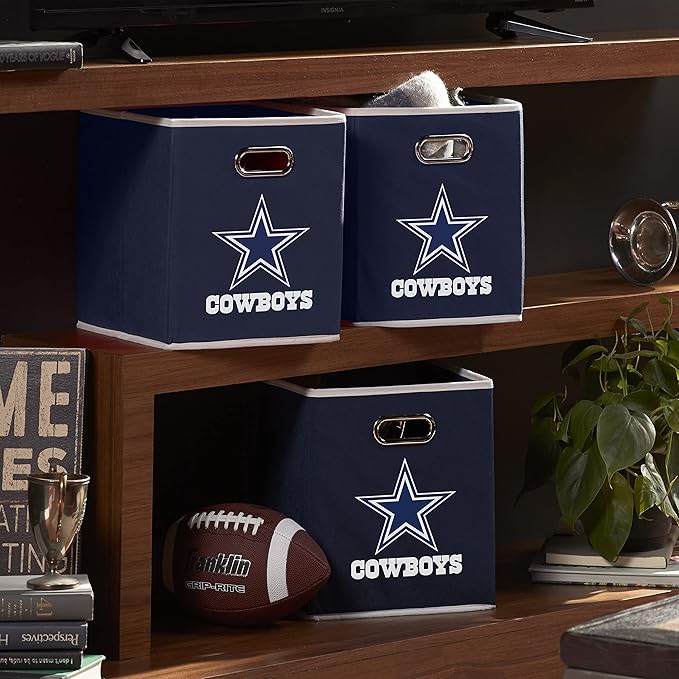 Franklin Sports NFL Storage Bins - Collapsible Cube Container + Basket - NFL Office, Bedroom + Living Room - 11"x11"