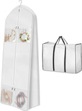 MISSLO Portable 70" Wedding Dress Garment Bag with Bride Tote Bag 8'' Gusseted Dress Bags for Gowns Long 4 Pockets Dress Cover for Women, White