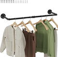 Wall Mounted Clothes Rack, Industrial Pipe Clothing Rack 36 Inch Black, Wall Clothes Hanger for Bedroom, Cloakroom, Closet, Hallway, Boutique Display, Drying Racks Wall-Mount for Laundry