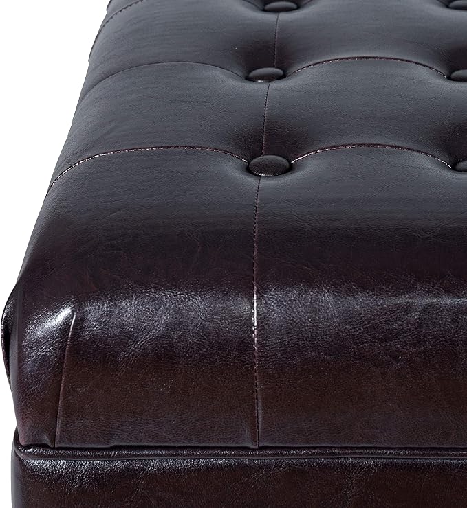 HomePop Deluxe Tufted Storage Bench with Hinged Lid, Espresso