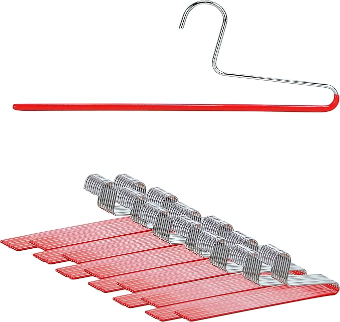 Mawa by Reston Lloyd Non-Slip Space Saving Clothes Hanger with Single Rod for Pants, Style KH/1, Set of 160, Red