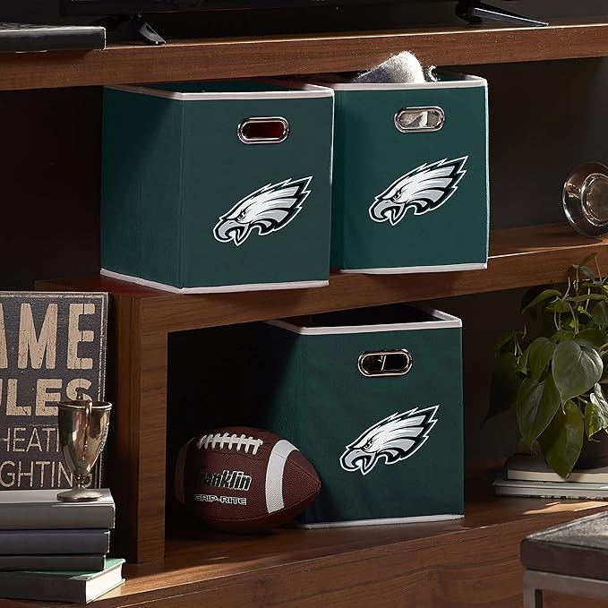 Franklin Sports NFL Storage Bins - Collapsible Cube Container + Basket - NFL Office, Bedroom + Living Room - 11"x11"