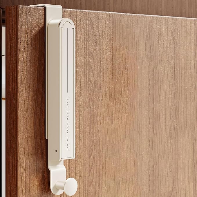 FEZHI Over The Door Drying Rack,Foldable Extensible Clothes Hanger with Fix Rod for Laundry,Over The Door Folding Rack for Clothing Coats Towels Hats (White)