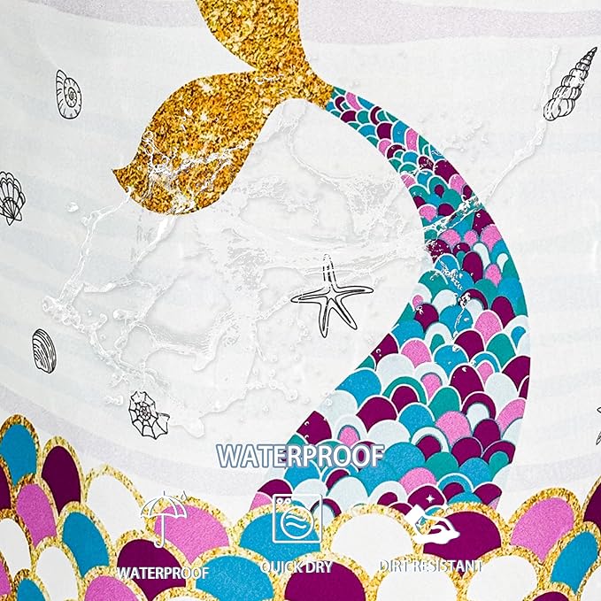 Mermaid Scales Tail Laundry Basket Foldable Oxford Cloth Funny Tote Bag Laundry Hamper Clothes Storage Bucket Toy Organizer For Bathroom/Laundry Storage/Bedroom 18.9x16.5 Inch