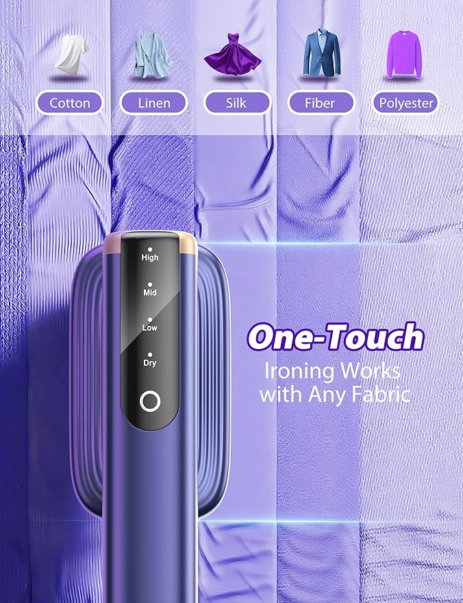 Travel Steamer for Clothes with 180 ml Water Tanks,15s Fast Heat-up,24 g/min Strong Steam Performance, Portable Garment Steamer with Touch Control, LED Display, Steam Iron(Blue Gold)