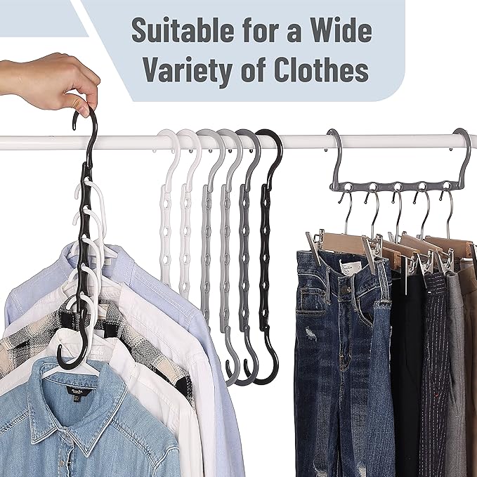Mr. Pen- Space Saving Hangers for Clothes, 12 pcs, 4, Plastic Multi Clothes Hangers Space Saving, 5 Slots, 360° Rotating Hooks