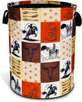 Western Cowboy Laundry Basket Cow Skull Foldable Oxford Cloth Funny Tote Bag Laundry Hamper Clothes Storage Bucket Toy Organizer For Bathroom/Laundry Storage/Bedroom 18.9x16.5 Inch
