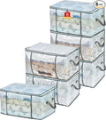 80L Clear Large Storage Bag, Clothes Storage Containers for Organizing Closet, Bedroom, Underbed, Comforters, Clothing, Blankets, Pillow, Foldable Organizer with Sturdy Handle and Zippers (6)