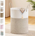 Tall Laundry Basket with Handles, 72L Portable Dirty Clothes Hamper, Boho Cotton Rope Storage Bin for Blankets Kids Toys Gifts, Large Organizer for Baby Nursery Bedroom Bathroom, Brown