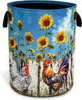 Chicken Laundry Basket Sunflower Foldable Waterproof Oxford Cloth Funny Tote Bag Laundry Hamper Clothes Storage Bucket Toy Organizer For Bathroom/Laundry Storage/Bedroom 18.9x16.5 Inch