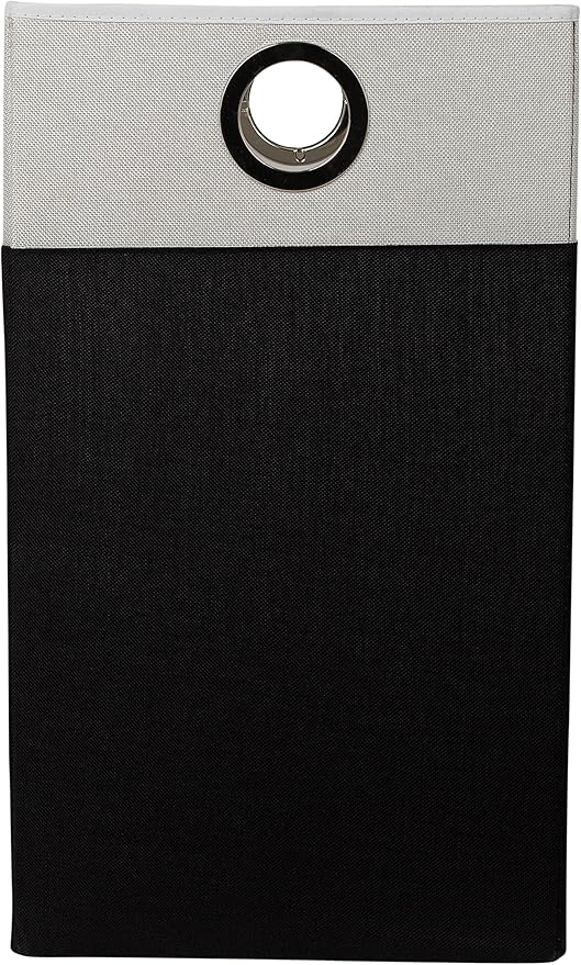 BirdRock Home Folding Cloth Laundry Hamper with Handles | Dirty Clothes Sorter | Easy Storage | Collapsible | Black and White
