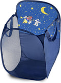 Store & Score Kids Fun LED Space Ship Light-Up Mesh Pop-up Hamper, Collapsible Space Saving and Easy to Store, Reinforced Heavy Duty Side Carry Handles