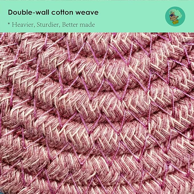 Modern Granny Large Cotton Rope Laundry Hamper 15x20 Inch Dual Secure Woven Handle for Living Room Closet Clothes Blanket Organization