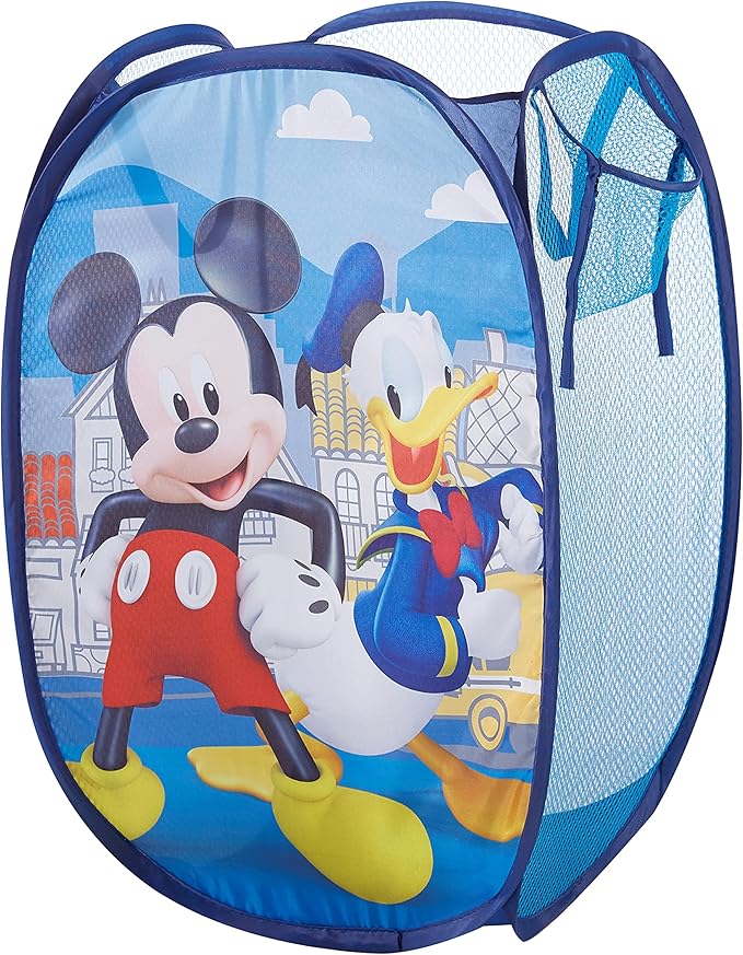 Mickey Mouse Pop Up Laundry Hamper with Durable Carry Handles,Blue Kids Clothes Storage, 21" H x 13.5" W x 13.5" L