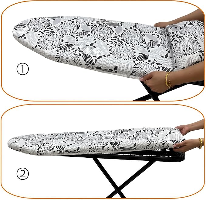 Ironing Board Cover and Pad, Sewn-in Thick Feltpads, Elastic Edge,12"x36"Scorch & Stain-Resistant Replacement Ironing Board Cover, Fits Standard Ironing Boards, Durability & Easy to Install