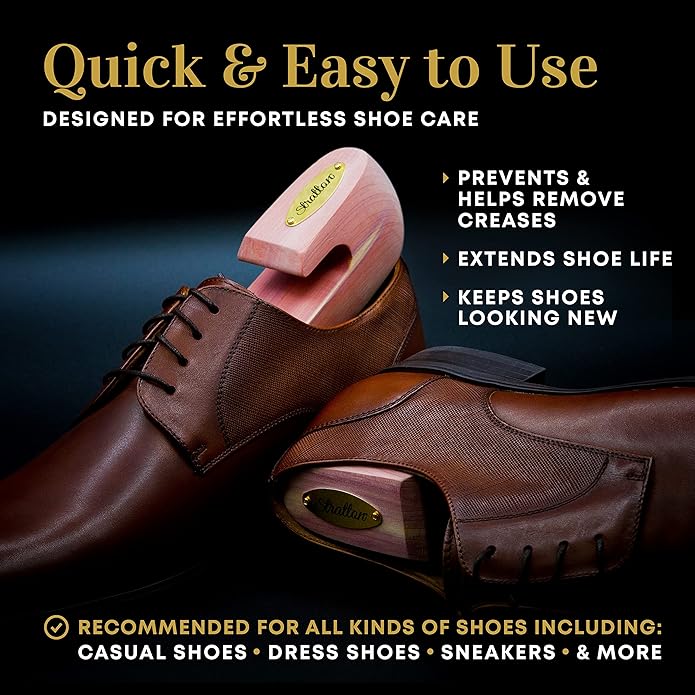 STRATTON MEN’S ADJUSTABLE SPLIT TOE CEDAR SHOE TREE | 2-PACK | GROWN IN USA | GREAT GIFT FOR MEN