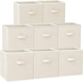 Criusia Large Storage Cubes - 13 Inch Heavy Duty Fabric Storage Bins for Shelves Closet, Cube Organizer - 8 Pack Collapsible Cube Storage Bins Baskets for Organizing Clothes Blankets Toys (Beige)