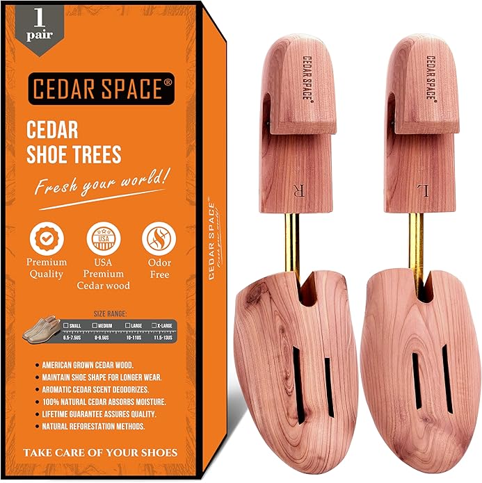 Cedar Space Wooden Shoe Stretcher Tree, 6.5-14 Sizes Cedar Wood Shoe Trees,2/4PC Shoe Stretcher for Men, Sneakers,Boots