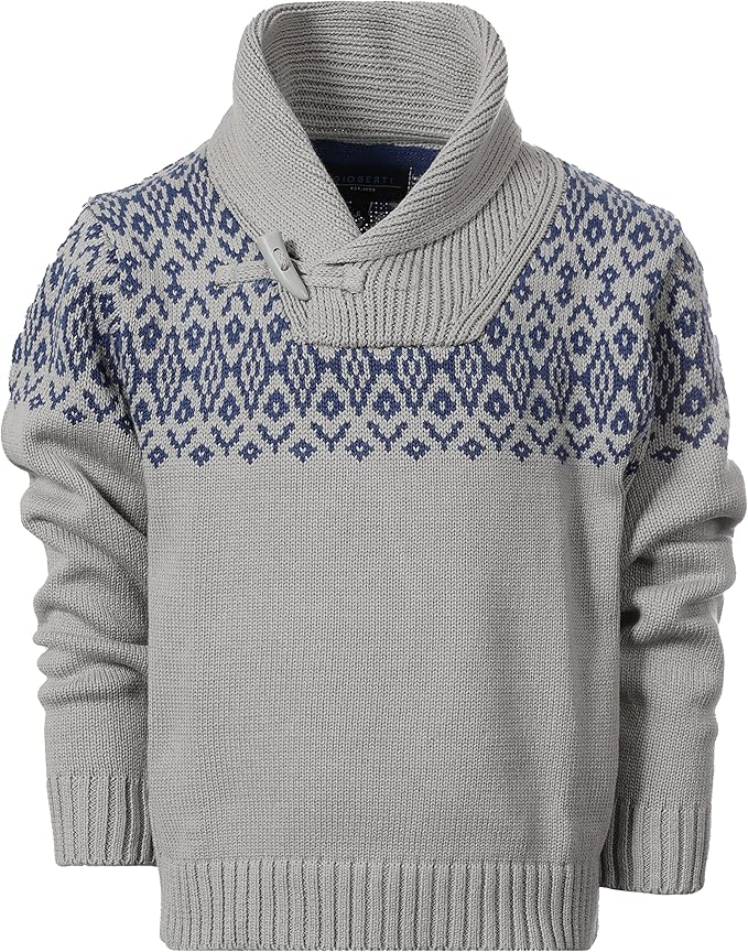 Gioberti Kids and Boys 100% Cotton Pullover Knitted Sweater with Toggle Button Closure
