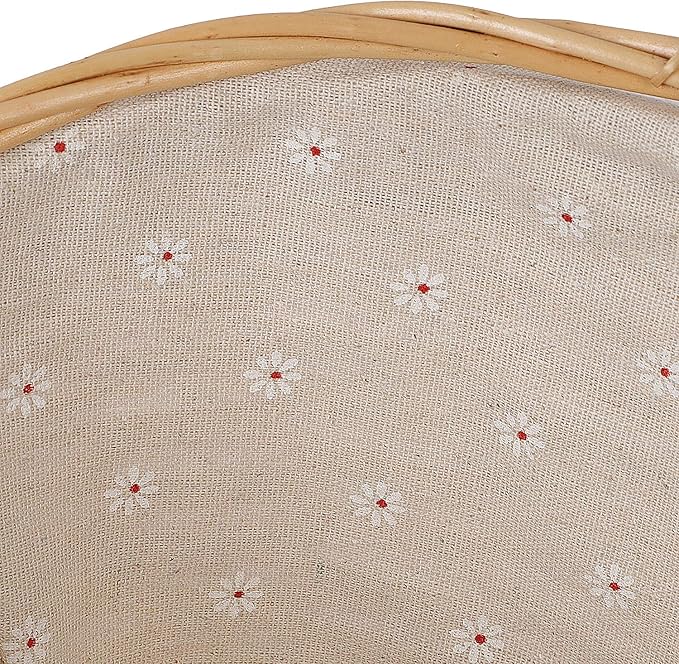 KINJOEK 2 Packs Wicker Woven Basket, 13" x 9" x 4.8" Multipurpose Natural Willow Basket with Handle Premium Linen Cotton Cloth Lining for Storage and Decoration, Natural