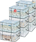 80L Clear Large Storage Bag, Clothes Storage Containers for Organizing Closet, Bedroom, Underbed, Comforters, Clothing, Blankets, Pillow, Foldable Organizer with Sturdy Handle and Zippers (8)