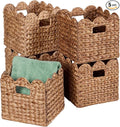 Best Choice Products 13 x 13in Scalloped Hyacinth Baskets, Rustic Set Of 5 Multipurpose Collapsible Storage Organizer, Handwoven Laundry Totes for Bedroom, Living Room, Shelves – Chestnut