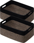 UBBCARE 2 Pack Storage Baskets for Shelves, Large Woven Storage Baskets, Dog Toy Bins, Baskets for Organizing Clothes, Towels, Books, Blanket, 17"L x 13"W x 7.5"H, Black&Brown