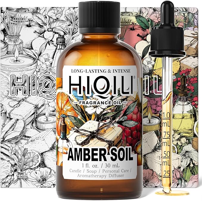 HIQILI Amber Soil Fragrance Oil for Diffuser, Perfume & Hair Perfume Mist Making - Citrus, Pepper & Woody Notes, Long-Lasting Scent - 1 Fl Oz