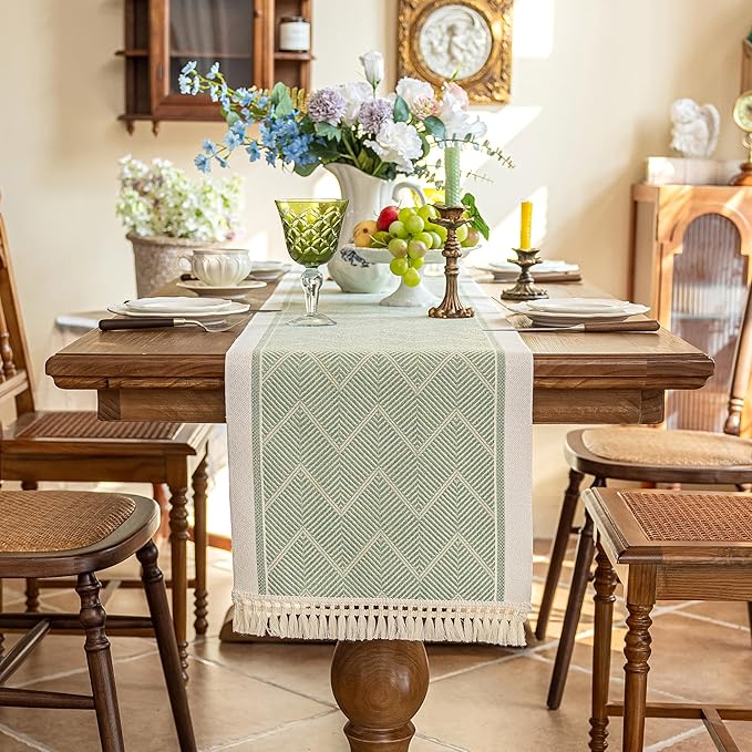 Table Runners 63 Inches,Waterproof Boho Table Runner with Tassel Fringe,Table Runner for Party Coffee Table