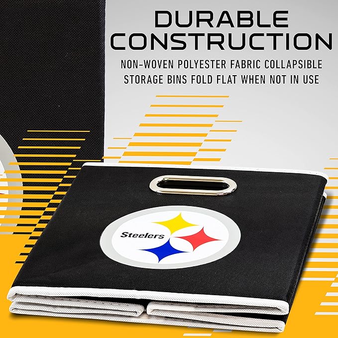 Franklin Sports NFL Storage Bins - Collapsible Cube Container + Basket - NFL Office, Bedroom + Living Room - 11"x11"