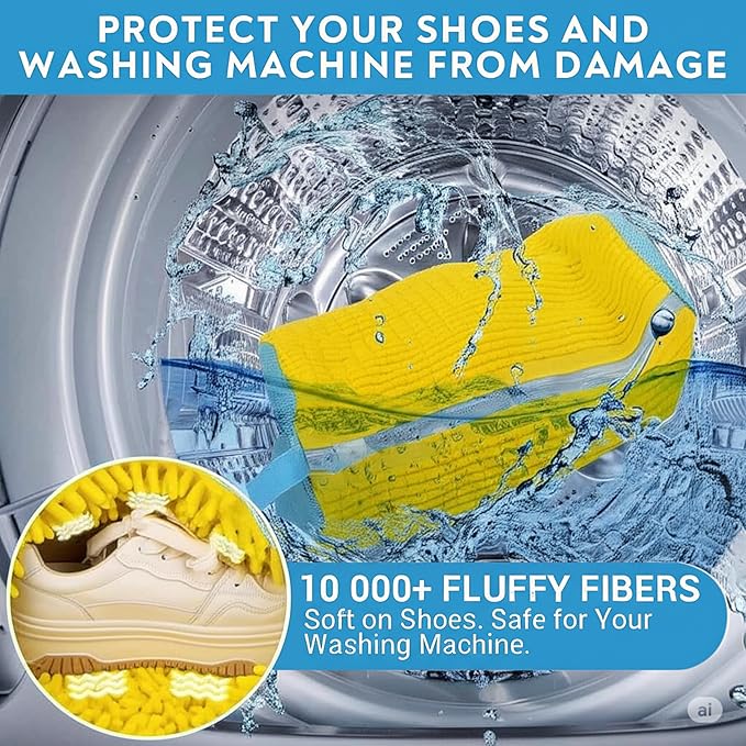 Shoe Washing Bags for Machine – 2 Pack Sneaker Laundry Bag with Sneaker Molds & Brush, Tennis Footwear Cleaner Kit for Washer and Dryer, Reusable Mesh Cleaning Set