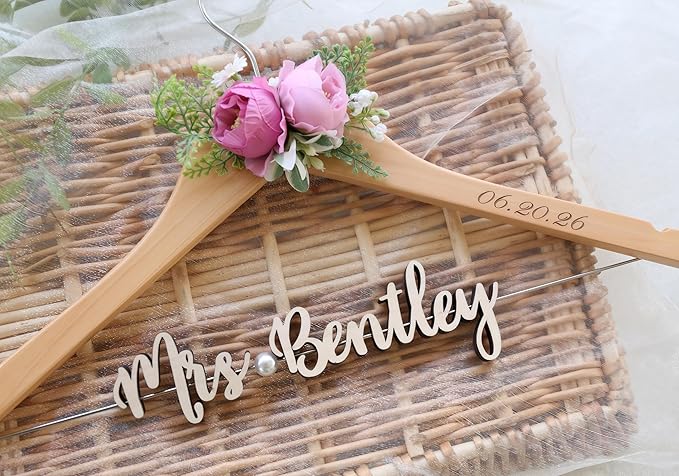 Custom Wedding Hanger with Bride Last Name & Date | Personalized Bridesmaid Gift Bridal Shower Gift