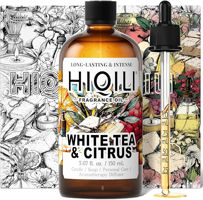 HIQILI White Tea & Citrus Fragrance Oil for Diffuser & DIY, Hotel Collection Scent for Home Air Freshener, Perfume, Wool Dryer Balls - 5.07 Fl Oz