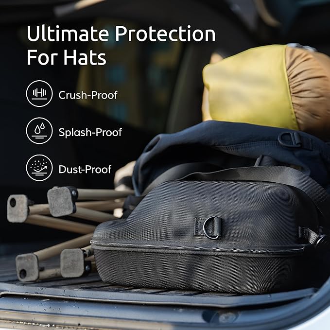 Hard Hat Travel Case – Storage for Baseball Caps with Carrying Handle and Adjustable Shoulder Strap, Hat Organizer Protects up to 6 Hats, for Travel and Home Storage (Inner Orange)