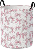 Pink Laundry Basket for Bedroom,Dirty Clothes Basket,Laundry Basket with Handles,Kids Girls Room Canvas Hamper Bag,Blankets,Towel,Toy Storage Organizer