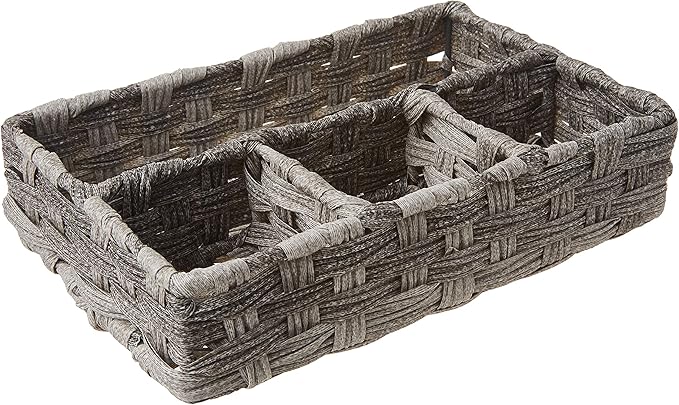 Whitmor Split Rattique 4 Section Tray Gray Wash