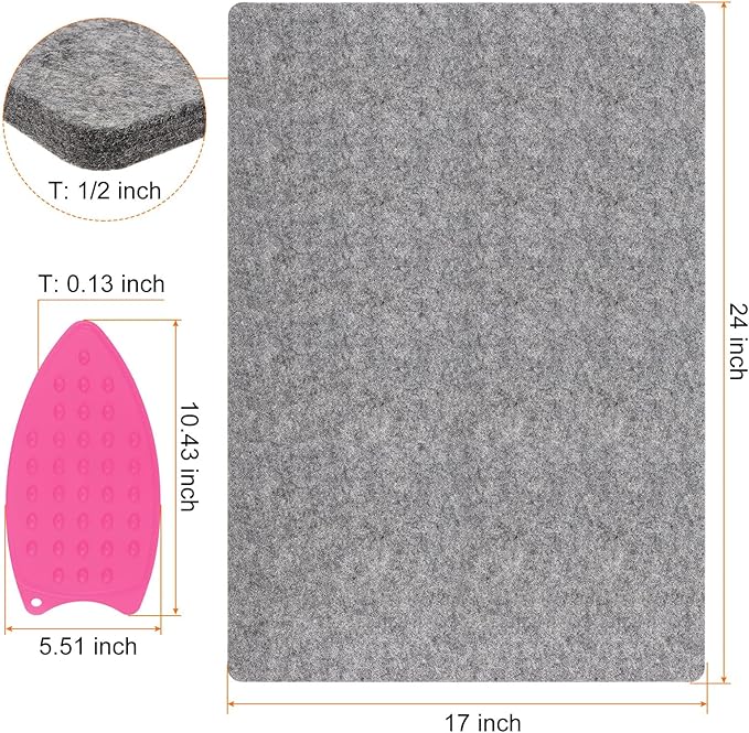 HARFINGTON Wool Pressing Mat 24" x 17" Wool Ironing Pad Sewing Notions for Crafts Quilter Quilting