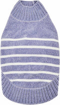 Blueberry Pet Cozy Soft Chenille Classy Striped Dog Sweater in Stonewash Blue, Back Length 22", Pack of 1 Clothes for Dogs