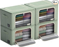 Sorbus Storage Bins with Metal Frame - Stackable & Foldable Clothes Organizer Bags - Oxford Fabric Storage Containers with Large Clear Window & Carry Handles Organization for Bedding Linen & Clothing