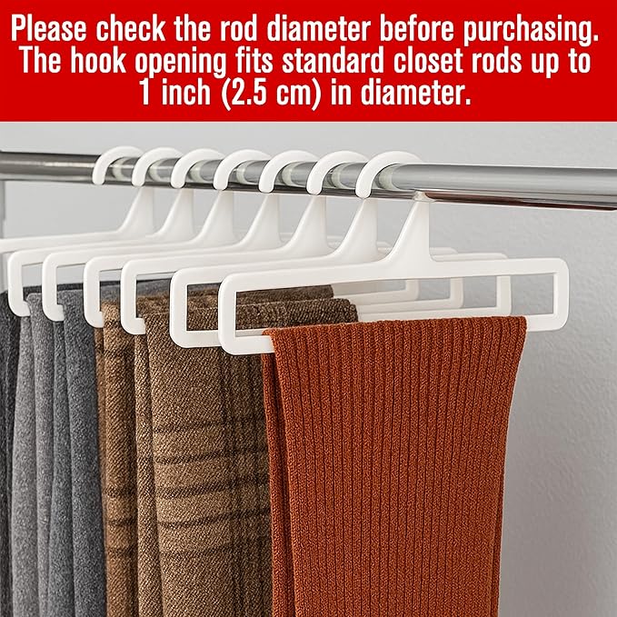 Pack of 50 White Plastic Towel Hangers 10 Inch / 25.5 cm for Retail Display, Multifunctional Storage Rack for Hanging Storing Scarve, Sock, Legging, Tie, Shawl, Belt, Clothes, Wardrobe Organization