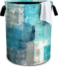 Teal Laundry Basket Storage Bin Foldable Laundry Hamper Clothes Storage Bucket Organizer 19.6x15.7 Inch For Laundry Room/Bedroom/Bathroom